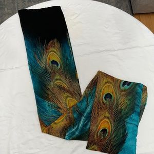 Stunning Silk Peacock Feather Scarf 79 inches